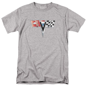 AN OFFCIALLY LICENSED CHEVROLET 2ND GEN VETTE NOSE EMBLEM MEN'S REGULAR FIT T-SHIRT ATHLETIC HEATHER