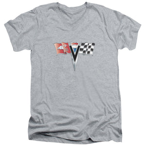 AN OFFCIALLY LICENSED CHEVROLET 2ND GEN VETTE NOSE EMBLEM MEN'S V-NECK T-SHIRT ATHLETIC HEATHER