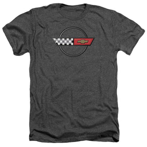 AN OFFCIALLY LICENSED CHEVROLET 4TH GEN VETTE LOGO MEN'S HEATHER T-SHIRT CHARCOAL