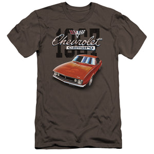 AN OFFCIALLY LICENSED CHEVROLET CLASSIC CAMARO MEN'S PREMIUM SLIM FIT T-SHIRT CHARCOAL