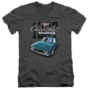 AN OFFCIALLY LICENSED CHEVROLET CLASSIC CAMARO MEN'S V-NECK T-SHIRT CHARCOAL