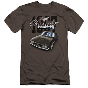 AN OFFCIALLY LICENSED CHEVROLET CLASSIC CAMARO MEN'S PREMIUM SLIM FIT T-SHIRT CHARCOAL