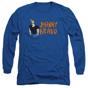 AN OFFCIALLY LICENSED JOHNNY BRAVO JOHNNY LOGO MEN'S LONG SLEEVE T-SHIRT ROYAL