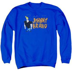 AN OFFCIALLY LICENSED JOHNNY BRAVO JOHNNY LOGO ADULT UNISEX CREWNECK SWEATSHIRT ROYAL