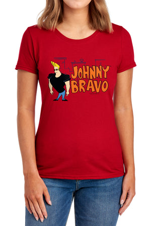 AN OFFCIALLY LICENSED JOHNNY BRAVO JOHNNY LOGO WOMEN'S REGULAR FIT T-SHIRT ROYAL