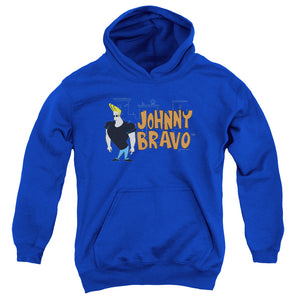 AN OFFCIALLY LICENSED JOHNNY BRAVO JOHNNY LOGO YOUTH HOODIE ROYAL