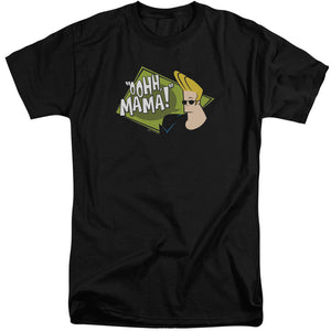 AN OFFCIALLY LICENSED JOHNNY BRAVO OOHH MAMA MEN'S TALL FIT T-SHIRT BLACK