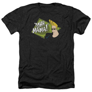 AN OFFCIALLY LICENSED JOHNNY BRAVO OOHH MAMA MEN'S HEATHER T-SHIRT CHARCOAL