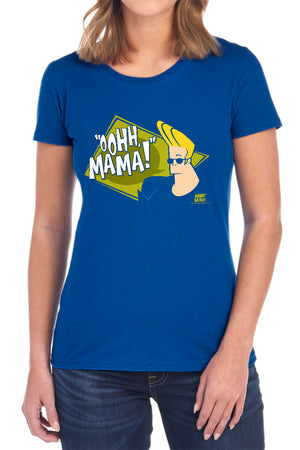 AN OFFCIALLY LICENSED JOHNNY BRAVO OOHH MAMA WOMEN'S REGULAR FIT T-SHIRT BLACK