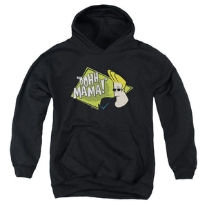 AN OFFCIALLY LICENSED JOHNNY BRAVO OOHH MAMA YOUTH HOODIE BLACK