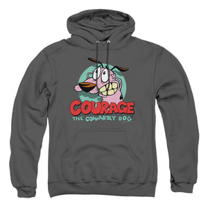 AN OFFCIALLY LICENSED COURAGE THE COWARDLY DOG COURAGE ADULT UNISEX PULLOVER HOODIE CHARCOAL