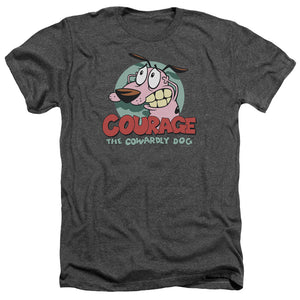 AN OFFCIALLY LICENSED COURAGE THE COWARDLY DOG COURAGE MEN'S HEATHER T-SHIRT CHARCOAL