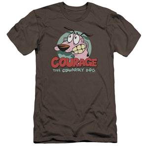 AN OFFCIALLY LICENSED COURAGE THE COWARDLY DOG COURAGE MEN'S PREMIUM SLIM FIT T-SHIRT CHARCOAL