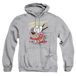 AN OFFCIALLY LICENSED COURAGE THE COWARDLY DOG SCAREDY DOG ADULT UNISEX PULLOVER HOODIE ATHLETIC HEATHER