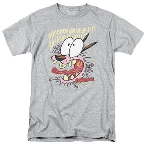 AN OFFCIALLY LICENSED COURAGE THE COWARDLY DOG SCAREDY DOG MEN'S REGULAR FIT T-SHIRT ATHLETIC HEATHER
