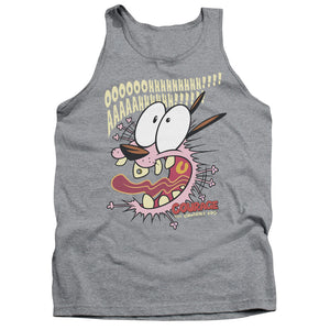 AN OFFCIALLY LICENSED COURAGE THE COWARDLY DOG SCAREDY DOG ADULT UNISEX TANK TOP ATHLETIC HEATHER
