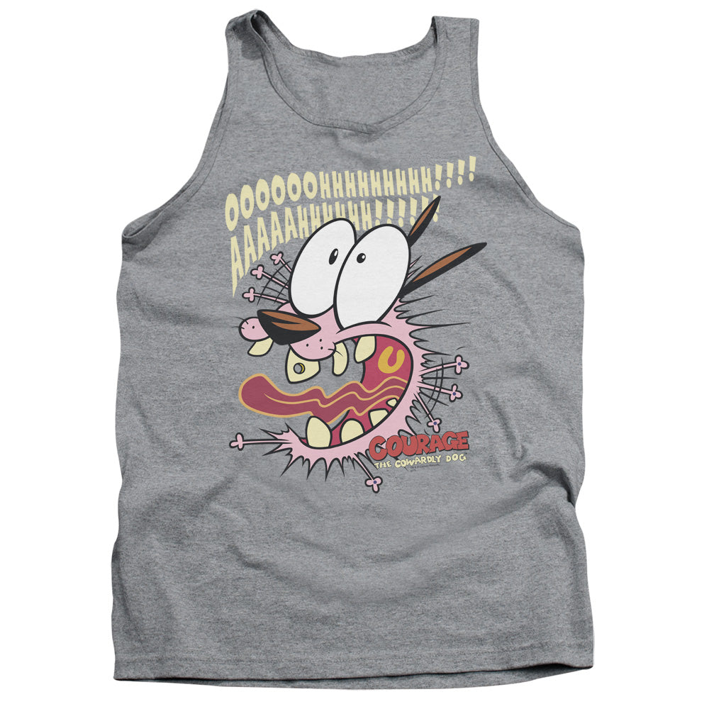 AN OFFCIALLY LICENSED COURAGE THE COWARDLY DOG SCAREDY DOG ADULT UNISEX TANK TOP ATHLETIC HEATHER