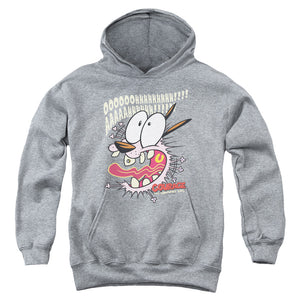 AN OFFCIALLY LICENSED COURAGE THE COWARDLY DOG SCAREDY DOG YOUTH HOODIE ATHLETIC HEATHER
