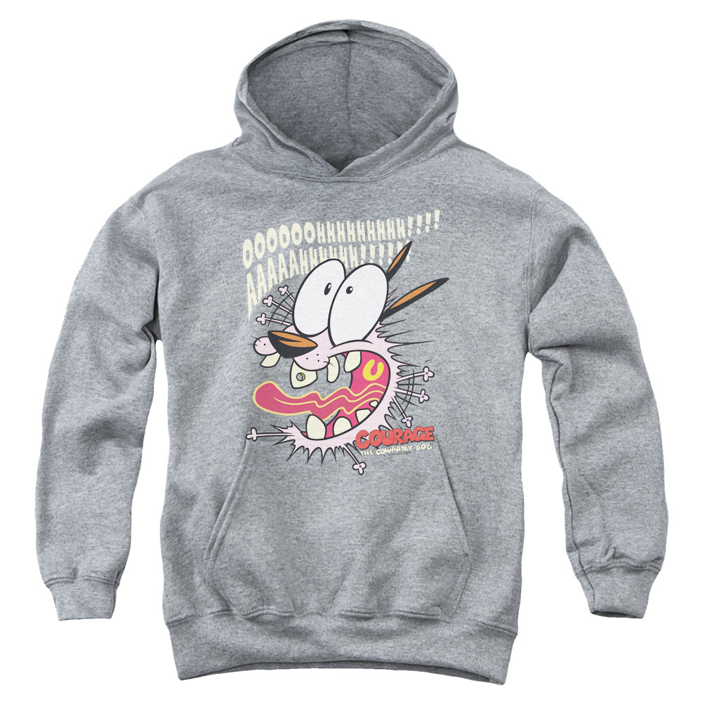 AN OFFCIALLY LICENSED COURAGE THE COWARDLY DOG SCAREDY DOG YOUTH HOODIE ATHLETIC HEATHER