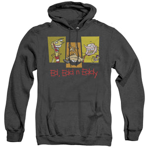 AN OFFCIALLY LICENSED ED EDD EDDY 3 EDS ADULT UNISEX HEATHER PULLOVER HOODIE BLACK