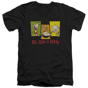 AN OFFCIALLY LICENSED ED EDD EDDY 3 EDS MEN'S V-NECK T-SHIRT BLACK