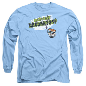 AN OFFCIALLY LICENSED DEXTERS LABORATORY LOGO MEN'S LONG SLEEVE T-SHIRT CAROLINA BLUE