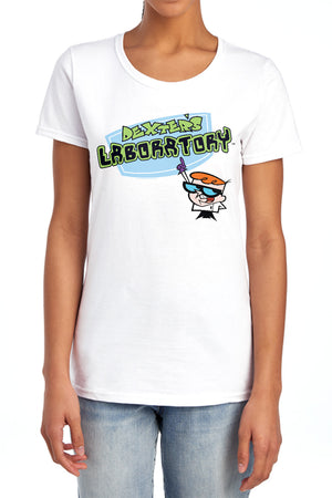 AN OFFCIALLY LICENSED DEXTERS LABORATORY LOGO WOMEN'S REGULAR FIT T-SHIRT CAROLINA BLUE