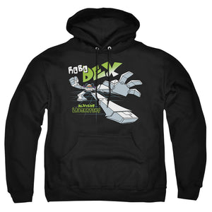 AN OFFCIALLY LICENSED DEXTERS LABORATORY ROBO DEX ADULT UNISEX PULLOVER HOODIE BLACK