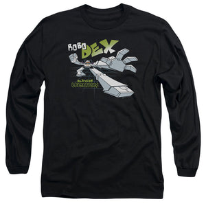 AN OFFCIALLY LICENSED DEXTERS LABORATORY ROBO DEX MEN'S LONG SLEEVE T-SHIRT BLACK