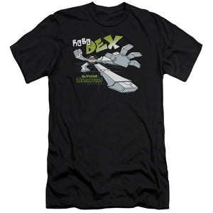 AN OFFCIALLY LICENSED DEXTERS LABORATORY ROBO DEX MEN'S PREMIUM SLIM FIT T-SHIRT BLACK
