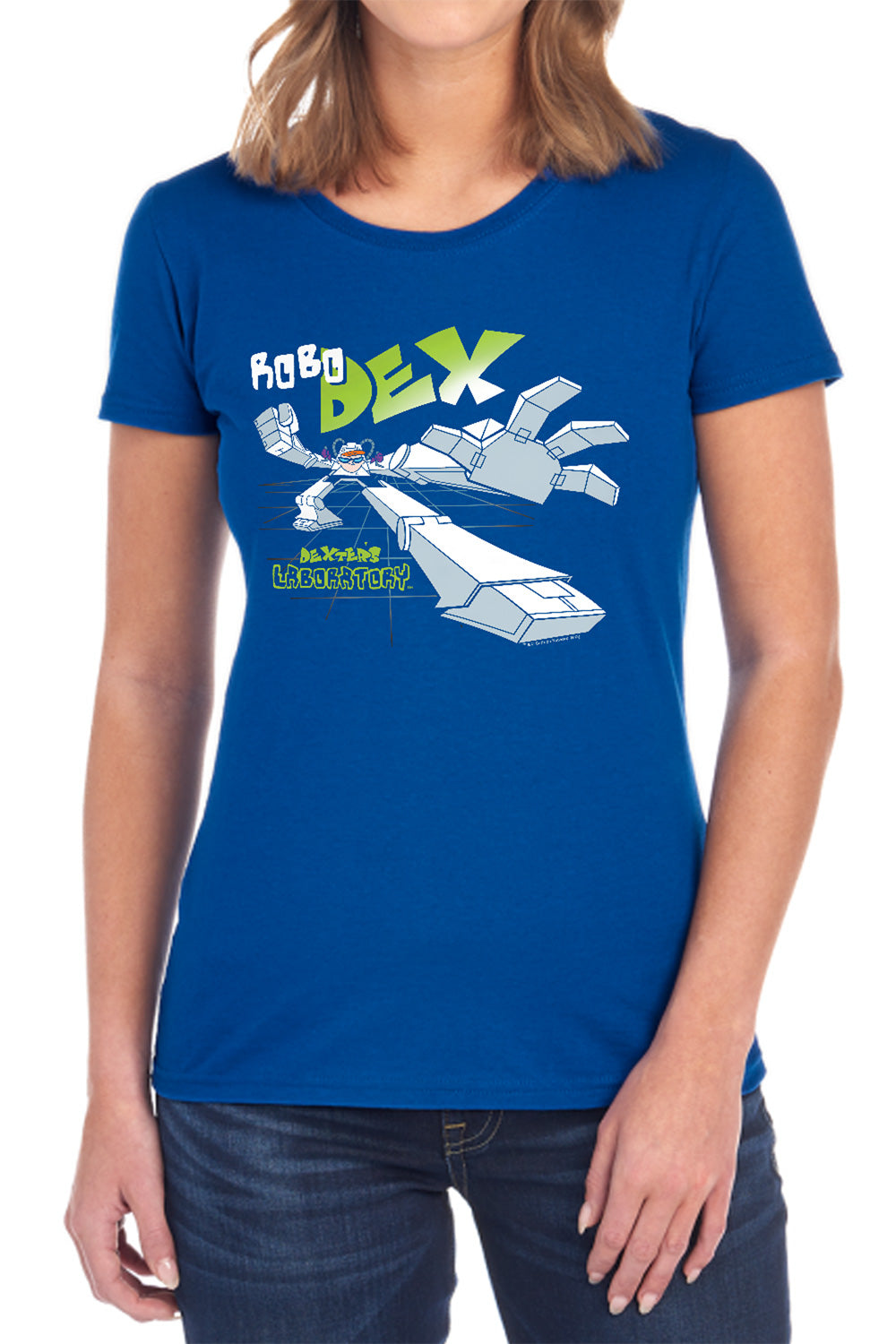 AN OFFCIALLY LICENSED DEXTERS LABORATORY ROBO DEX WOMEN'S REGULAR FIT T-SHIRT BLACK