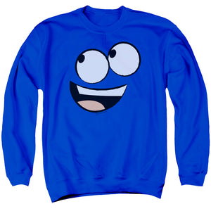 AN OFFCIALLY LICENSED FOSTERS BLUE FACE ADULT UNISEX CREWNECK SWEATSHIRT ROYAL