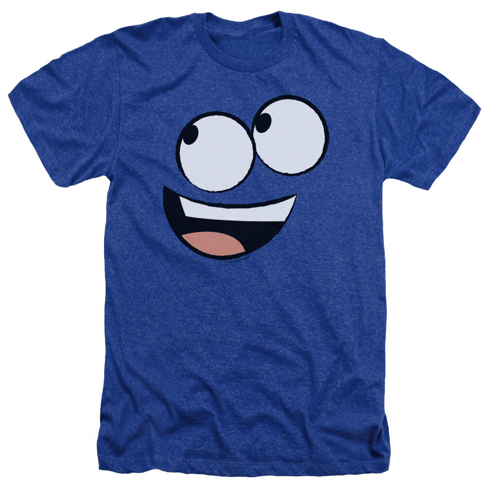 AN OFFCIALLY LICENSED FOSTERS BLUE FACE MEN'S HEATHER T-SHIRT ROYAL