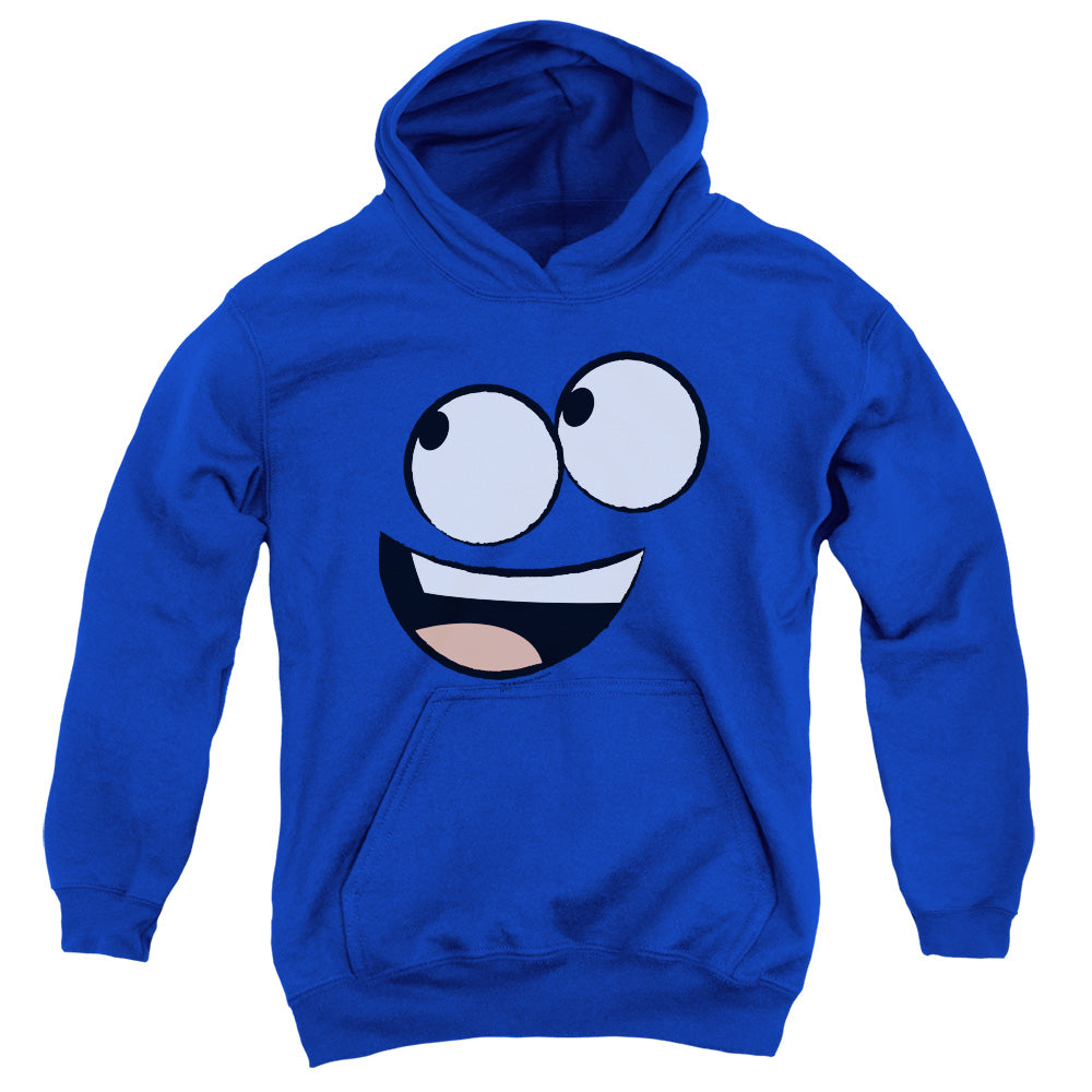 AN OFFCIALLY LICENSED FOSTERS BLUE FACE YOUTH HOODIE ROYAL