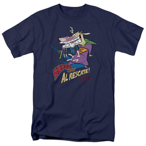 AN OFFCIALLY LICENSED COW & CHICKEN SUPER COW MEN'S REGULAR FIT T-SHIRT NAVY