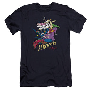 AN OFFCIALLY LICENSED COW & CHICKEN SUPER COW MEN'S PREMIUM SLIM FIT T-SHIRT NAVY