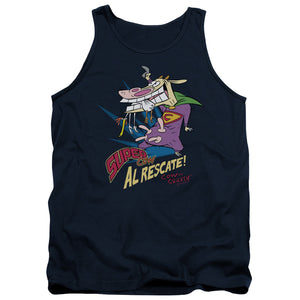 AN OFFCIALLY LICENSED COW & CHICKEN SUPER COW ADULT UNISEX TANK TOP NAVY