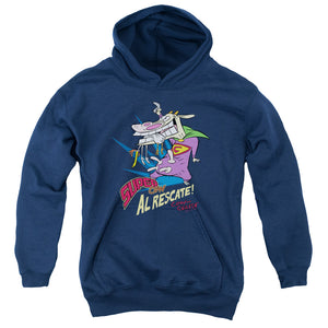 AN OFFCIALLY LICENSED COW & CHICKEN SUPER COW YOUTH HOODIE NAVY