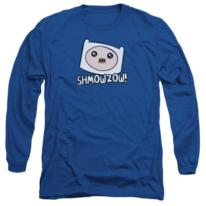 AN OFFCIALLY LICENSED ADVENTURE TIME SHMOWZOW MEN'S LONG SLEEVE T-SHIRT ROYAL