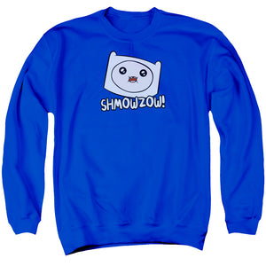 AN OFFCIALLY LICENSED ADVENTURE TIME SHMOWZOW ADULT UNISEX CREWNECK SWEATSHIRT ROYAL