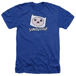 AN OFFCIALLY LICENSED ADVENTURE TIME SHMOWZOW MEN'S HEATHER T-SHIRT ROYAL