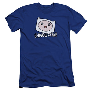 AN OFFCIALLY LICENSED ADVENTURE TIME SHMOWZOW MEN'S PREMIUM SLIM FIT T-SHIRT ROYAL