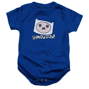 AN OFFCIALLY LICENSED ADVENTURE TIME SHMOWZOW BABY BODYSUIT ROYAL