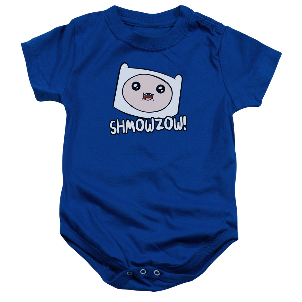 AN OFFCIALLY LICENSED ADVENTURE TIME SHMOWZOW BABY BODYSUIT ROYAL