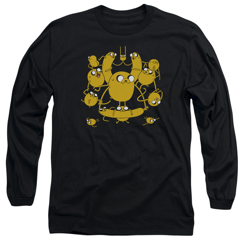 AN OFFCIALLY LICENSED ADVENTURE TIME JAKES MEN'S LONG SLEEVE T-SHIRT BLACK