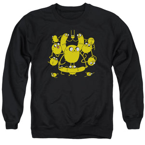 AN OFFCIALLY LICENSED ADVENTURE TIME JAKES ADULT UNISEX CREWNECK SWEATSHIRT BLACK