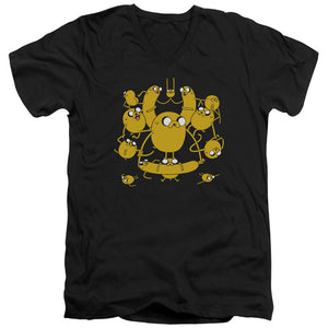 AN OFFCIALLY LICENSED ADVENTURE TIME JAKES MEN'S V-NECK T-SHIRT BLACK