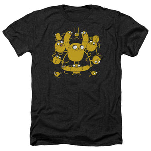 AN OFFCIALLY LICENSED ADVENTURE TIME JAKES MEN'S HEATHER T-SHIRT CHARCOAL