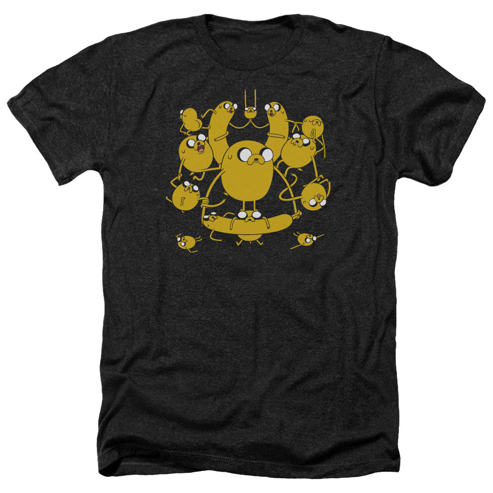 AN OFFCIALLY LICENSED ADVENTURE TIME JAKES MEN'S HEATHER T-SHIRT CHARCOAL