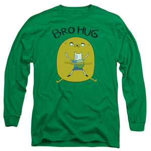 AN OFFCIALLY LICENSED ADVENTURE TIME BRO HUG MEN'S LONG SLEEVE T-SHIRT KELLY GREEN